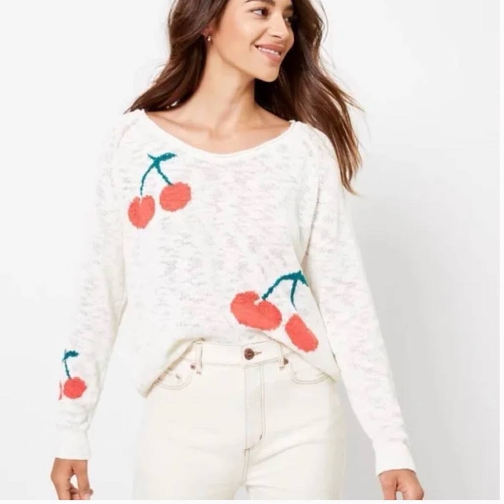 Lou & Grey XL Cream Sweater with Cherry design